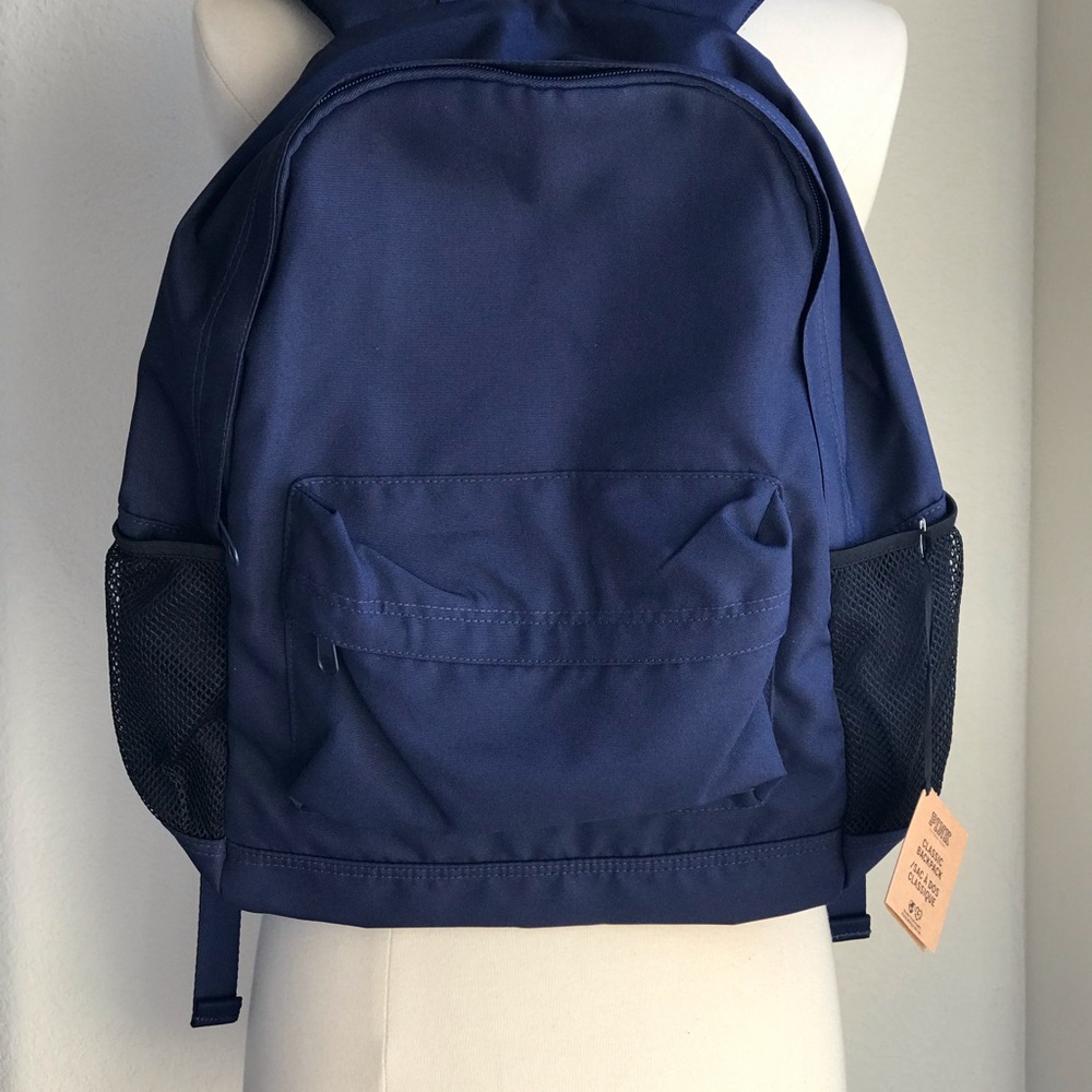 Classic Blue Lightweight Backpack Bookbag w Laptop Sleeve Minimalist Sporty